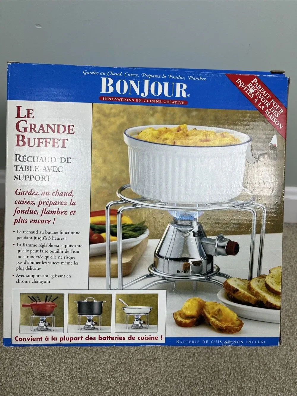 BonJour Le Grande Buffet Tabletop Burner With Stand‎ Accommodates Most Cookware